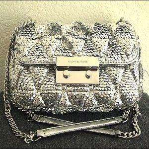 Michael Kors SLONE Sequins+Leather Quilted Handbag